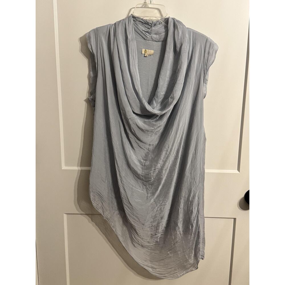 M Dress Womens L Gray Silk Viscose Cowl Neck Asymmetric Trapeze Made In Italy